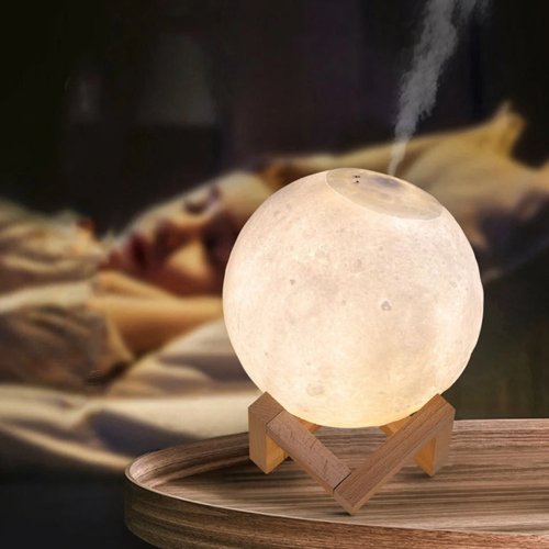 USB Humidifier with Moon Night Light — 1500ml Large-Capacity Desktop Humidifier, Press/Touch Control