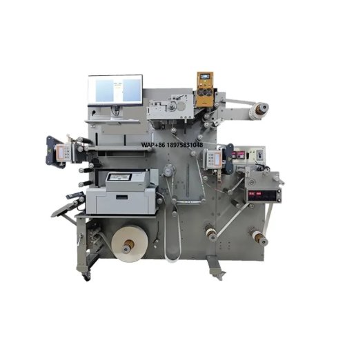 Macchina finitura etichette digitale roll-to-roll — taglio (slitting) e riavvolgimento post-stampa tutto-in-uno per etichette a colori