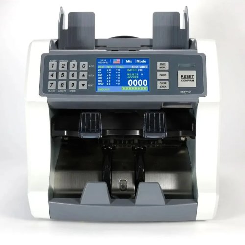 Mesin hitung uang otomatis dengan detektor uang palsu (UV, MG, IR, CIS)