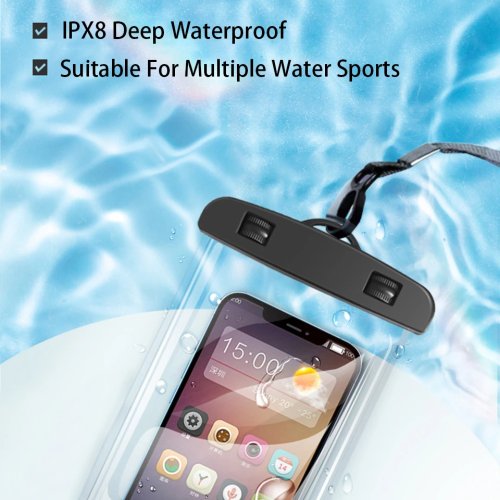 Pochette étanche universelle IPX8 avec sangle tour de cou – Housse dry bag pour iPhone 12/13/14/15/16 Pro, plongée, rafting et natation