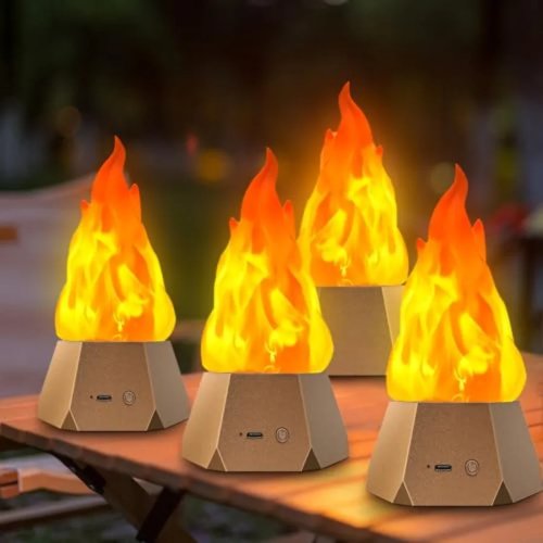 Lámpara de llama artificial LED USB recargable, luz nocturna con efecto llama parpadeante, 3 modos para recámara, fiesta o bar