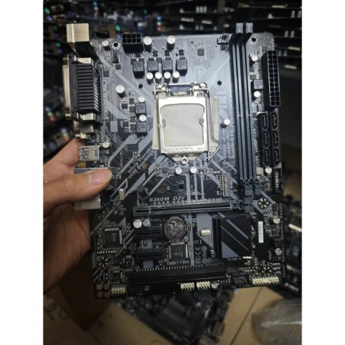 중고 micro‑ATX 마더보드 GIGABYTE B360M D3V (LGA1151) DDR4 PCIe 3.0 M.2 — Intel 8/9세대 지원, 테스트 완료, 양호한 상태
