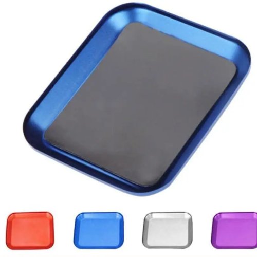 Bandeja magnética de aleación de aluminio (magnetismo bajo) — porta tornillos/partes para reparación RC (auto/avión/barco/crawler), compatible con Axial SCX10/D90/D110