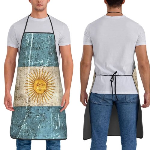 Schürze mit Argentinien-Flagge im Used-Look – Unisex Kochschürze/Schürzen-Bib für Küche, Grill & Garten