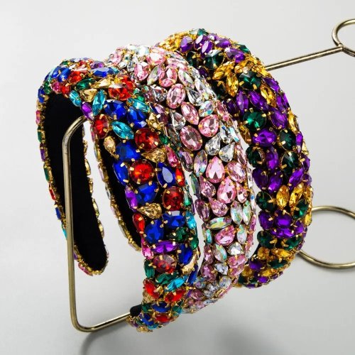 Serre-tête large baroque strassé – style coréen, bijou de cheveux pour mariée et filles