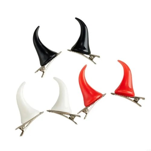 2-piece set horn-shaped duckbill hair clips — braiding & Halloween hair accessory for teens and adults