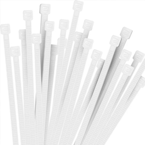 50개 화이트 나일론 케이블타이 100×2.5mm, 자동 잠금형 — 전선 정리 및 가정용 케이블 관리용