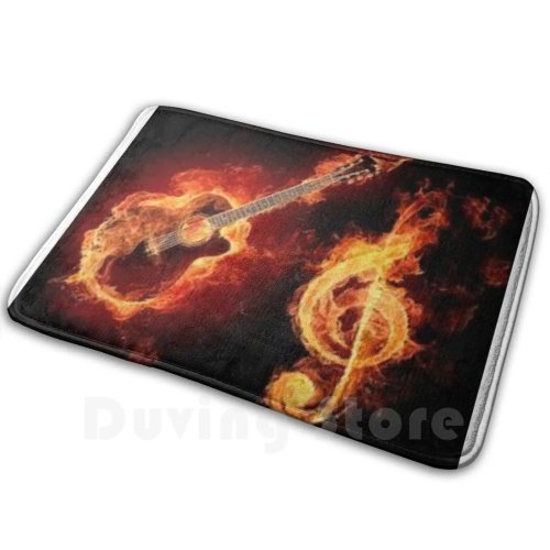 Tapete decorativo «Guitarra em Chamas» — design flamenco musical