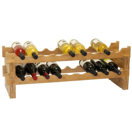 Botellero de bambú apilable para 18 botellas