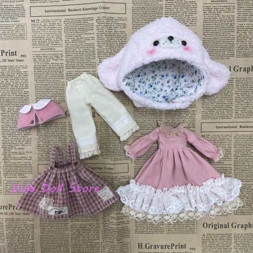Dula 1/6 poppenkleding - Lichtroze lammetjescape set voor Blythe (OB24/OB22, ICY, JerryB)