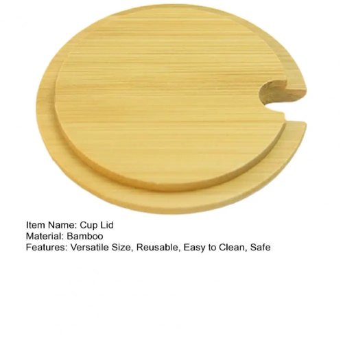 Nắp tre có lỗ cho thìa, dùng cho cốc, lọ và bát — nắp gỗ kín, an toàn cho thực phẩm
