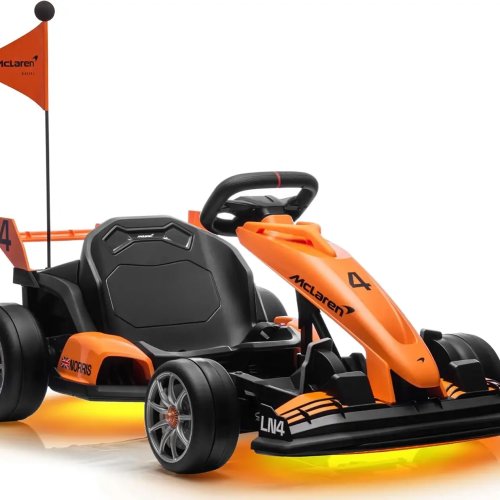 Kart eléctrico infantil McLaren oficial — 24V 7Ah, modo drift, asiento regulable, aprox. 12 km/h