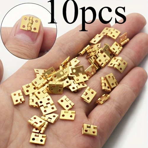 ミニ平折り丁番 10個セット（電気メッキ）─ ジュエリーボックス・ドールハウス家具・小型キャビネット扉用