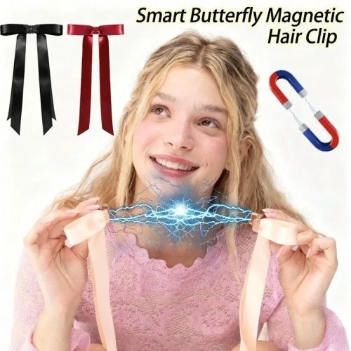 Presilha magnética em forma de borboleta para mulher e menina — Fixação forte sem danificar o cabelo, acessório inovador, perfeita para oferta