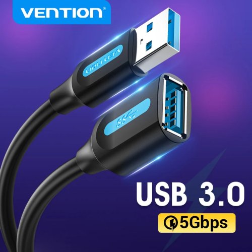 Vention USB 3.0 Extension Cable (USB 3.0/2.0) — High-speed A male to A female extender for PC, Smart TV, Xbox One, SSD