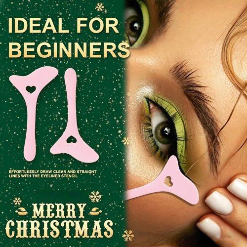 Stencil de eyeliner em silicone reutilizável — ajuda de maquilhagem para olhos, carregamento superior rápido para cat‑eye perfeito