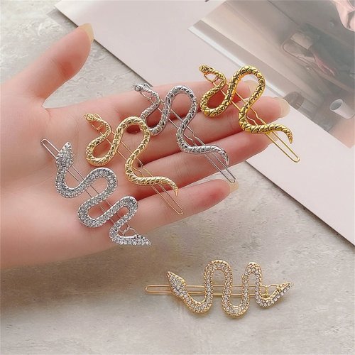 Gothic metal snake hair clip — punk side-bangs barrette for women & girls