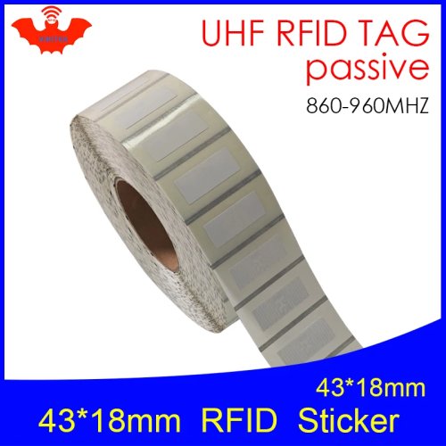 UHF RFID adhesive label NXP U8, printable copper paper 43×18 mm, 860–960 MHz (EPC Gen2/C1G2), passive