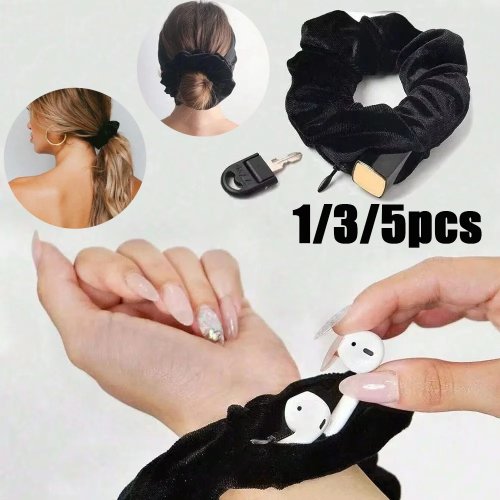 Caixa secreta portátil para scrunchies/elásticos – estojo com fecho para chaves, dinheiro e bijuteria (1/3/5 uni.)