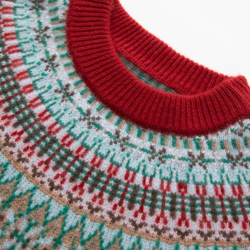 Women’s vintage 100% cashmere pullover sweater, thick cable & jacquard knit, mock neck — autumn/winter