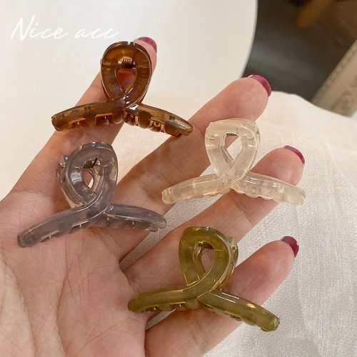 Pack 4 pinzas garra mini para pelo - pinzas tipo tiburón semitransparentes para flequillo y lateral, mujer/niña