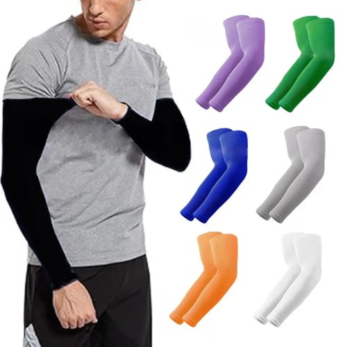 1 زوج أكمام ذراع من النايلون بحماية من الأشعة فوق البنفسجية، قابلة للتنفس ومبردة - حماية للذراعين للقيادة وركوب الدراجة والمشي والأنشطة الخارجية