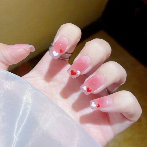 24 piezas uñas postizas adhesivas cortas cuadradas con diseño estrellado — otoño/invierno