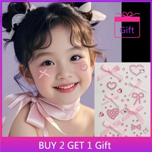 Strass visage en forme de nœud autocollants avec ruban organza – Déco yeux pour soirée, rendez-vous et déguisement