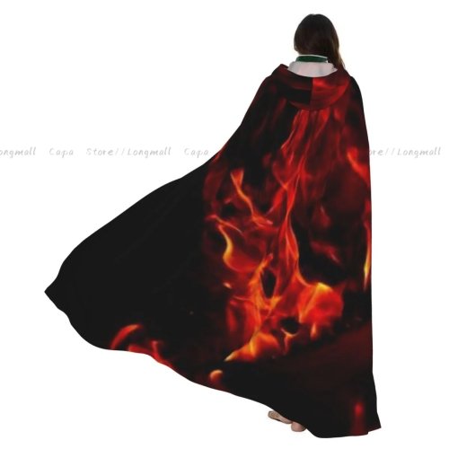 Capa com capuz 'Fogo do Inferno' – Fantasia Halloween vampiro/diabo/feiticeiro
