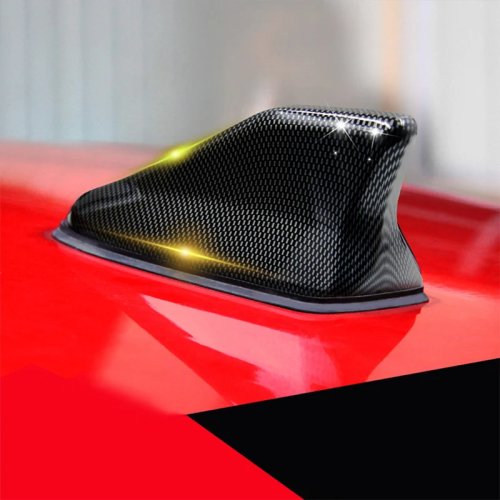 Antena Shark Fin universal para tejadilho com acabamento fibra de carbono — Amplificador de sinal AM/FM para carro