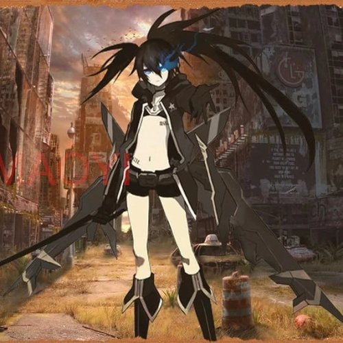 Металлический постер Black Rock Shooter 20×30 см, ретро-декор для стены