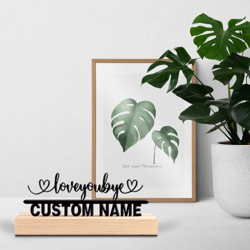 Décoration de bureau en métal personnalisée 'Love You' avec socle en bois – cadeau pour photographe