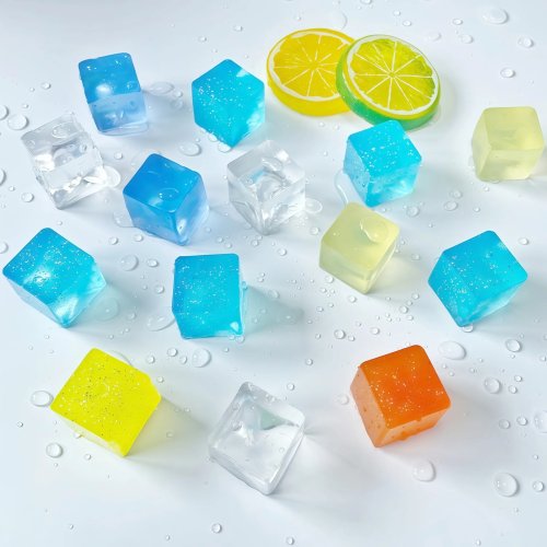 Juguete exprimible cubitos de hielo transparentes (TPR) — bola antiestrés de rebote lento, regalo pequeño