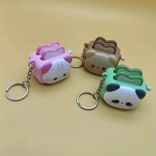 Portachiavi cartone animato carino, premibile e che rimbalza, vari colori, idea regalo per compleanni e feste