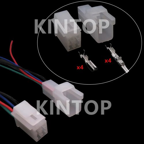 Conjunto conector AC 4 pinos para automóvel — corpo plástico não selado com fios, substitui 6090-1011/6090-1041
