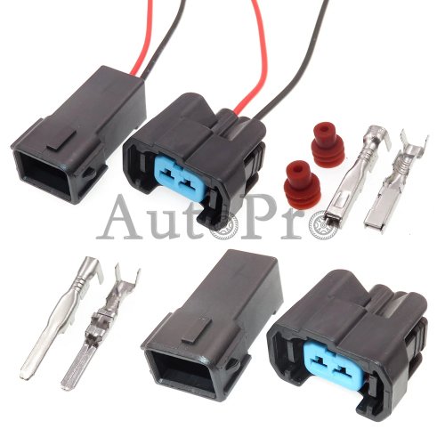 2-pin automotive fuel injector electrical connector set (male & female) 6189-0553 — wiring plug/socket cable terminals, for 1996–2002 models
