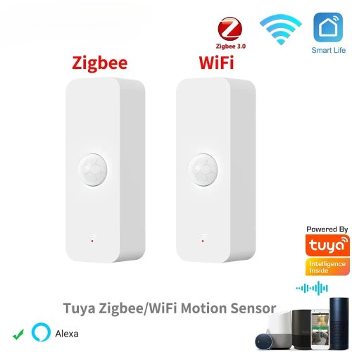 Cảm biến chuyển động PIR Tuya WiFi/Zigbee cho nhà thông minh — cảm biến hồng ngoại phát hiện người, Smart Life, tương thích Alexa & Google Assistant