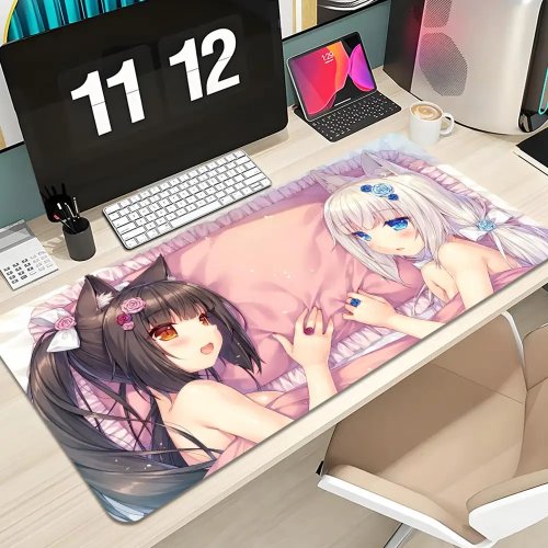 Nekopara Duża podkładka biurkowa 1200×600 mm - Mousepad gaming pod mysz i klawiaturę