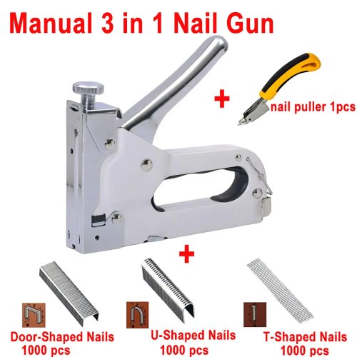 Grampeador / pregador manual 3 em 1 para estofos, carpintaria e móveis