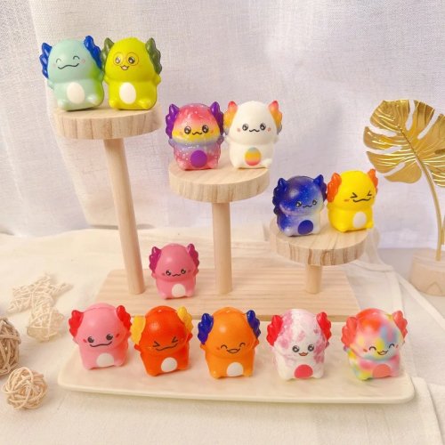 Multi-Color Axolotl Squishy - Slow-Rising Stress Relief Fidget Squeeze Toy, Kids Party Gift