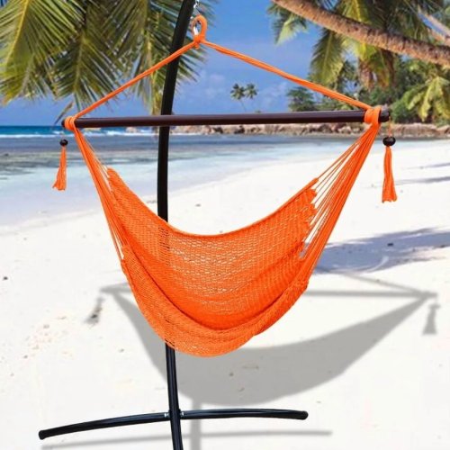 Підвісне крісло-гамак SUNRISEUMBRELLA Caribbean, поліестер, 122 см — помаранчеве
