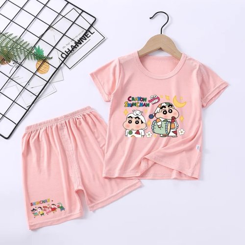 Crayon Shin-chan Kids Summer Pajama Set – Cute Anime T-shirt & Shorts, Short Sleeve Printed Sleepwear
