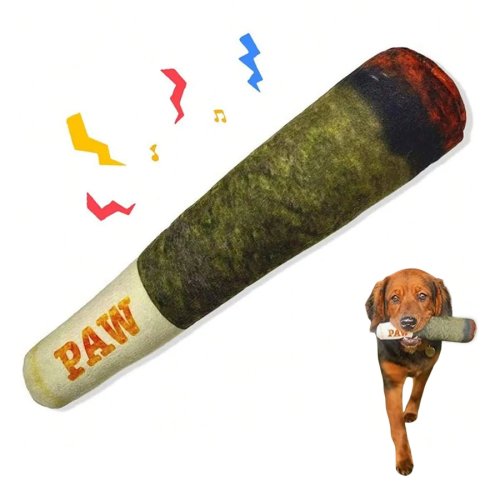Jouet interactif pour chien en peluche forme cigare avec couineur — jouet à mâcher dentaire pour chiens petits et moyens