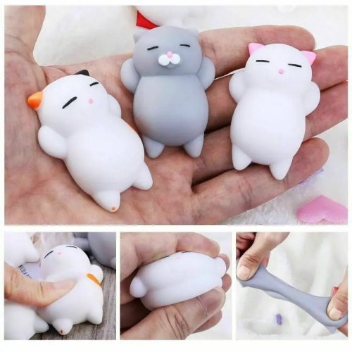 5‑delige set schattige dieren knijpfiguurtjes — zacht rubber antistress met geluid, zakformaat veerkrachtig speelgoed voor kinderen