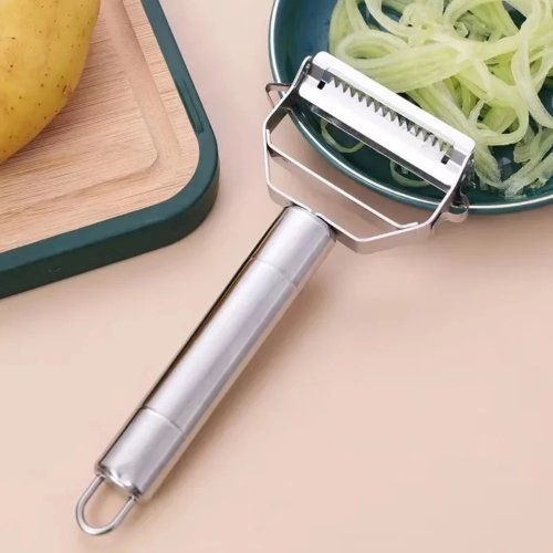 Pelador multifunción de acero inoxidable para frutas y verduras — cortador de melón, cortapatatas y rallador