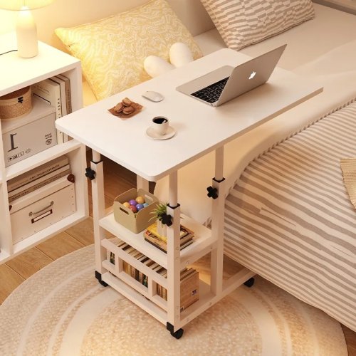 Höhenverstellbarer, mobiler Nachttisch/Überbett-Schreibtisch für Laptop – für Schlafzimmer, Studentenwohnheim & Büro
