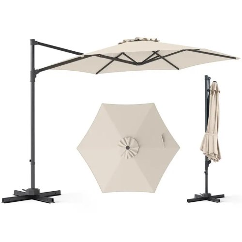 Sombrilla lateral 3 m (10 ft) – Rotatoria 360° con ventilación, beige