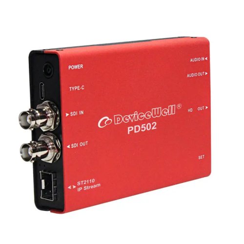 DeviceWell PD502 Convertitore video bidirezionale 3G‑SDI ↔ ST2110 (SMPTE 2110) IP, non compresso 1080p60