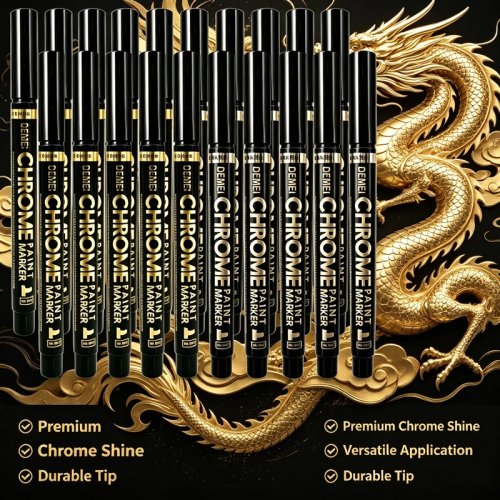 Mirror-effect metallic paint marker (chrome/gold/silver) — 1–20 pcs, DIY reflective pen for car styling, signatures & crafts