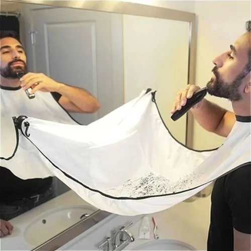 Celemek Cukur Jenggot Pria dengan Hisap – Beard bib/cape untuk potong & cukur, penangkap bulu untuk rumah dan salon